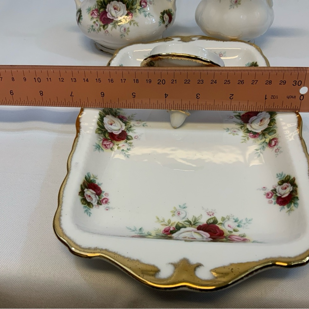 Royal Albert, Bone china, Celebration 1969 set sugar and tray cream, vintage - Picture 9 of 10